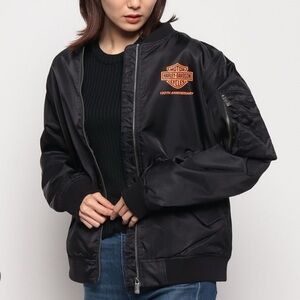 Harley-Davidson 120th Anniversary Women’s Black Bomber Jacket - Med - Rare NWOT